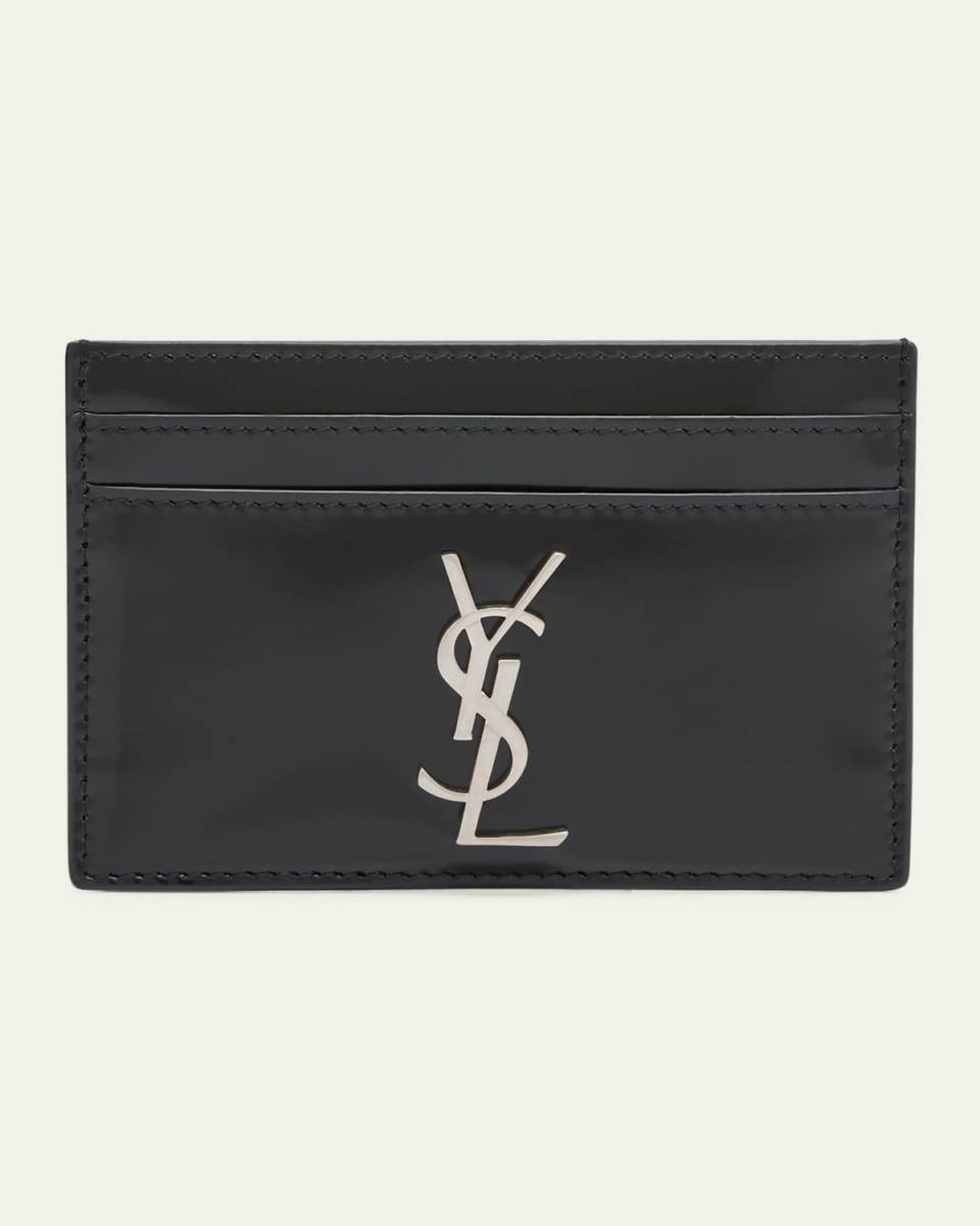 YSL Monogram Card Case in Spazzolato Leather